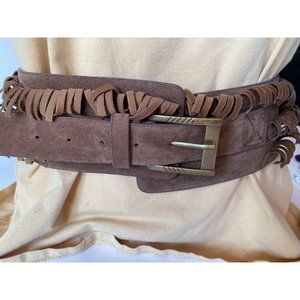 Brown  Suede Fringe Belt Sz Small